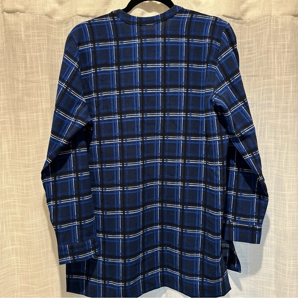 Mud Pie Women M Plaid Long Sleeve Tunic Top V Neck Blue Fall Winter Wear Causal - Picture 8 of 10